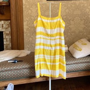 Loft Petites‎ strappy striped pleated dress. Preowned.